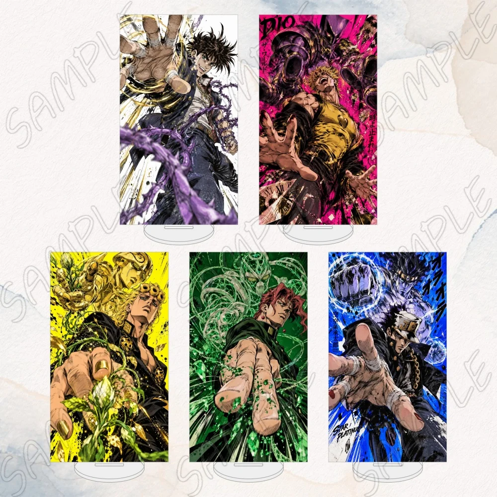 JoJo's Bizarre Adventure Acrylic Stand Figure 15cm Anime Jotaro Dio Giorno Josuke Kira Rohan Jolyne Action Model Plate Keychain