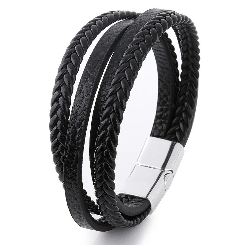 Original trinkets men's jewelry handmade braided leather rope bracelets popular diy alloy magnetic clasp leather bracelet image 6