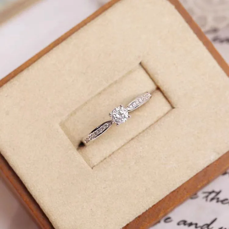 Precious Ring Women's 0.3 Carat Moissanite PT950 Platinum - 0.3 Carat Four-prong Starry Sky Ring, Tiny & Adorable, Friend Gift