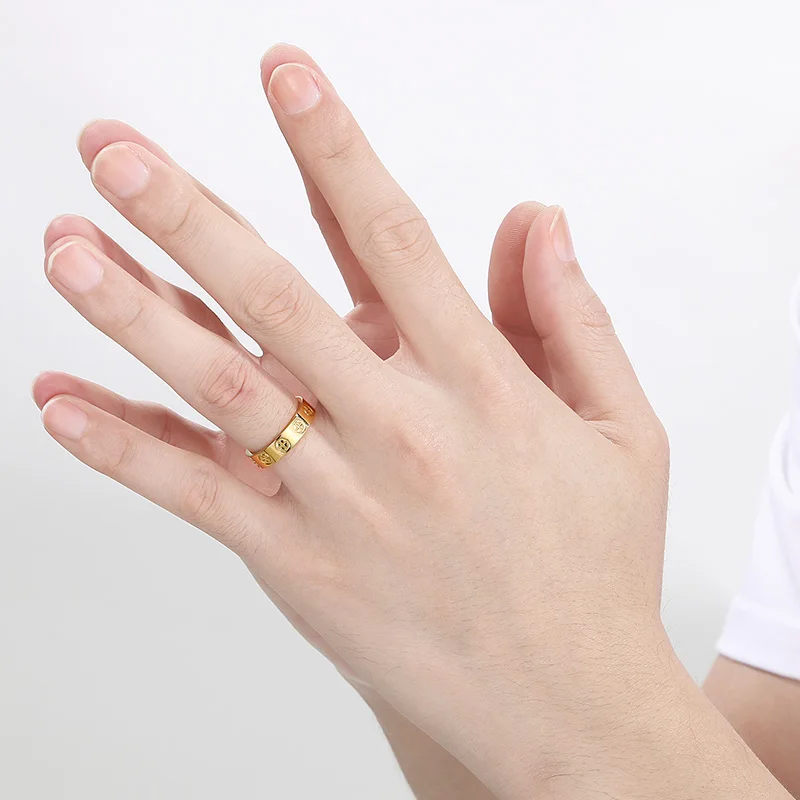 Edelstahl Paar Fingerring Minimalistische Goldfarbene Ringe für Männer Frauen Jubiläumsgeschenk Trendiger Schmuck Kreuz Charm Anillos