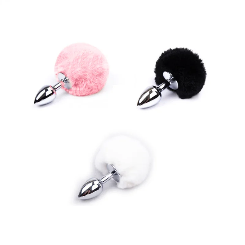 Mini Bunny Tail Butt Plug Cosplay Anal Beads Metal Butt Plug Dildo BDSM Beginner Anal Plug Massage Balls Sex Toys for Men Women