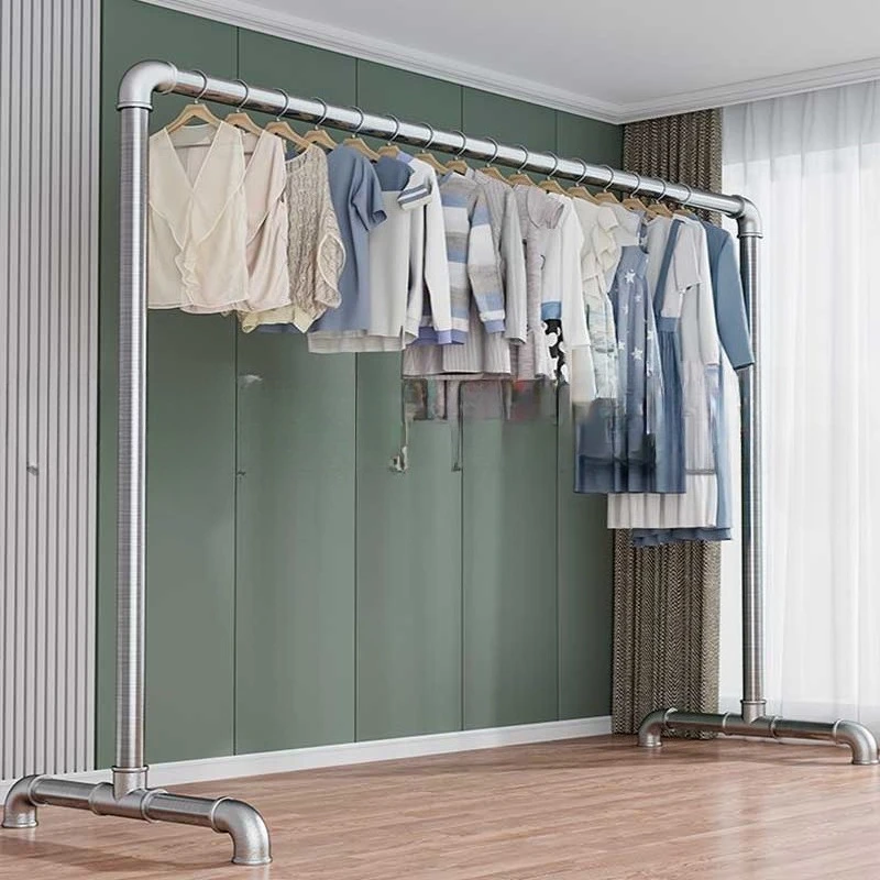 

Foldable Steel Clothes Rack Indoor Outdoor Single Rod Drying Stand for Laundry Blanket Hanging