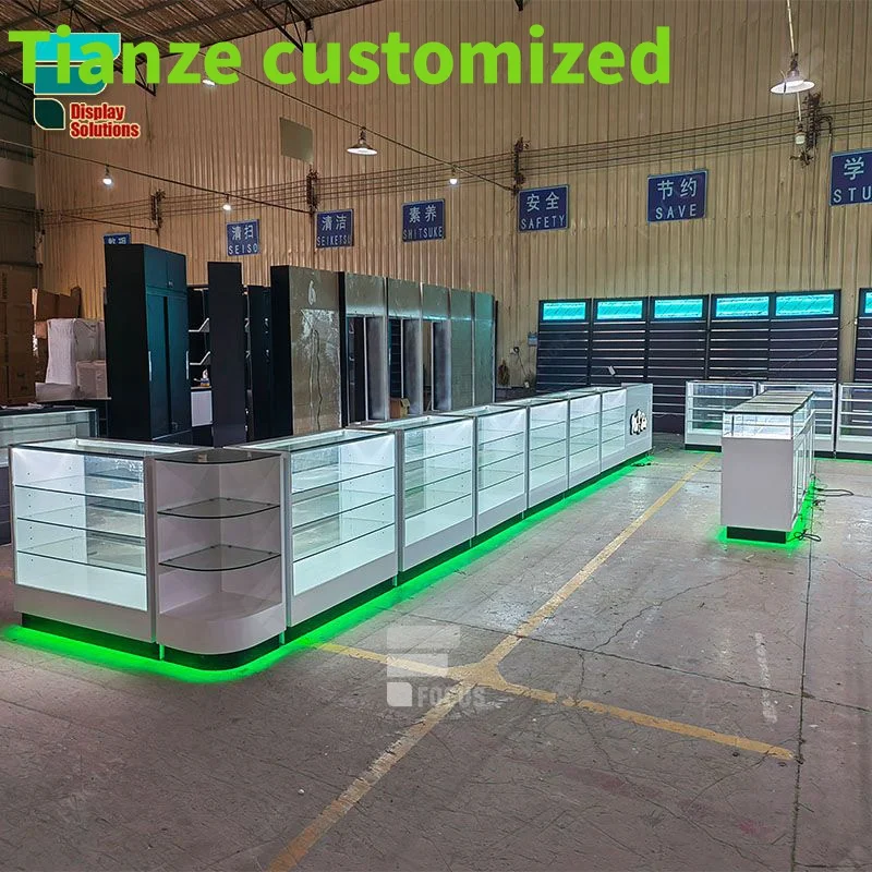 

(customized)Factory Cigar Shop Counter Display Glass Shelf Cabinet Dispensary Interior Design Smoke Shop Showcase Wood Stands