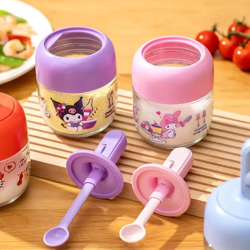 Sanrio Hello Kitty Seasoning Bottle Kuromi My Melody Cinnamoroll Kawaii Large Capacity Kitchen Rolling Telescoping Condiment Jar