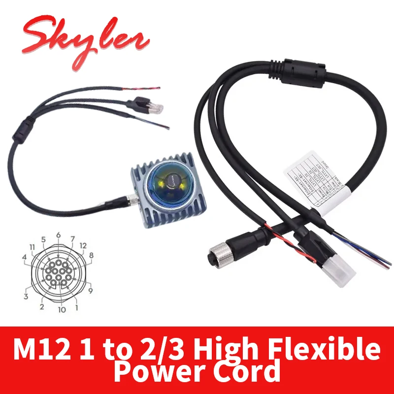 M12 1 To 3 Mid-70 Mid-360 High-Flex Power Network Cable Compatible with Livox LiDAR DC Male/Female 1 to 2 XT60 Male Waterproof