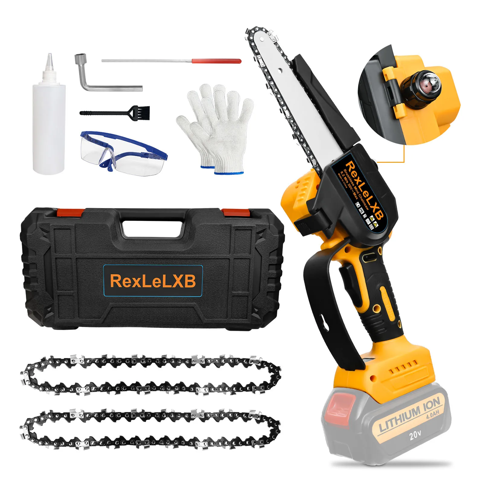 

6 inch 550W Cordless Mini Handheld Chainsaw for Dewalt 18/20V Li-ion Battery Electric Power Tools