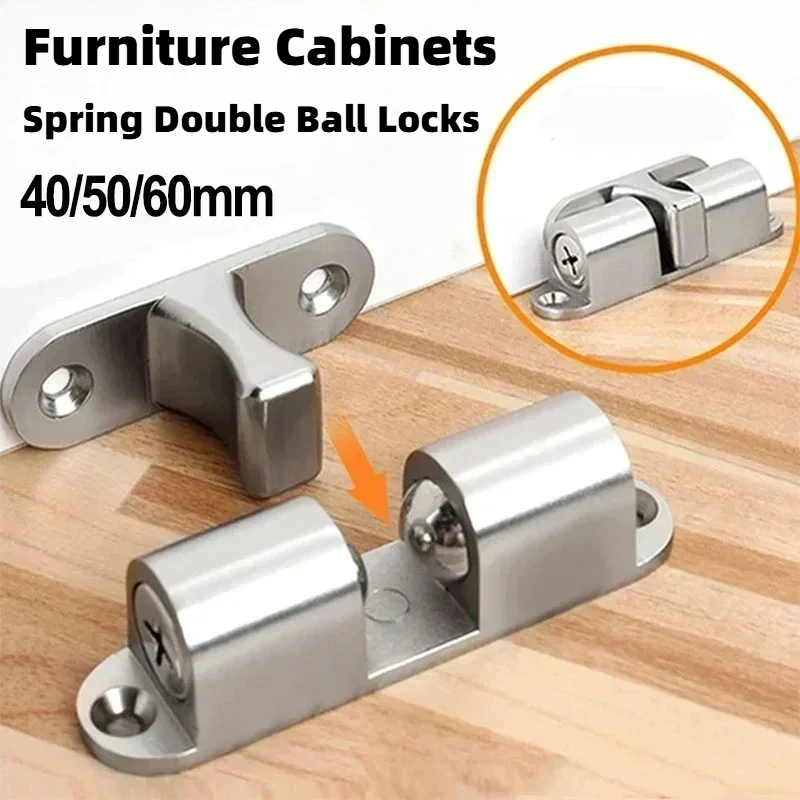 Cerraduras de puerta para el hogar, cerraduras para muebles y gabinetes, cerraduras de doble bola con resorte, cierres ajustables de tensión para puertas de armarios