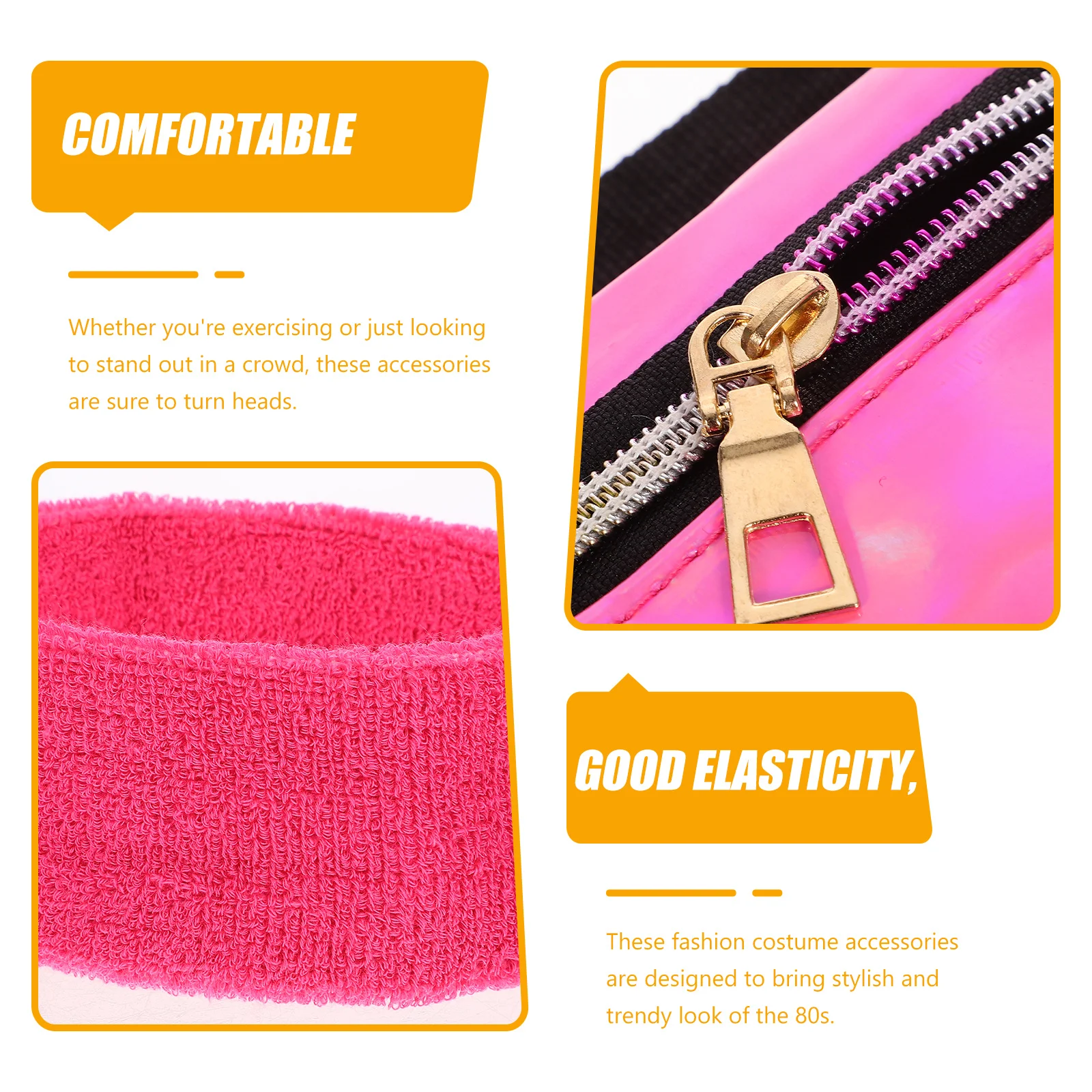 1 Set 80S Leg Warmers Wristband Headband Fanny Pack Women Sports Accessories Retro Neon Pu Workout Party Costume Set