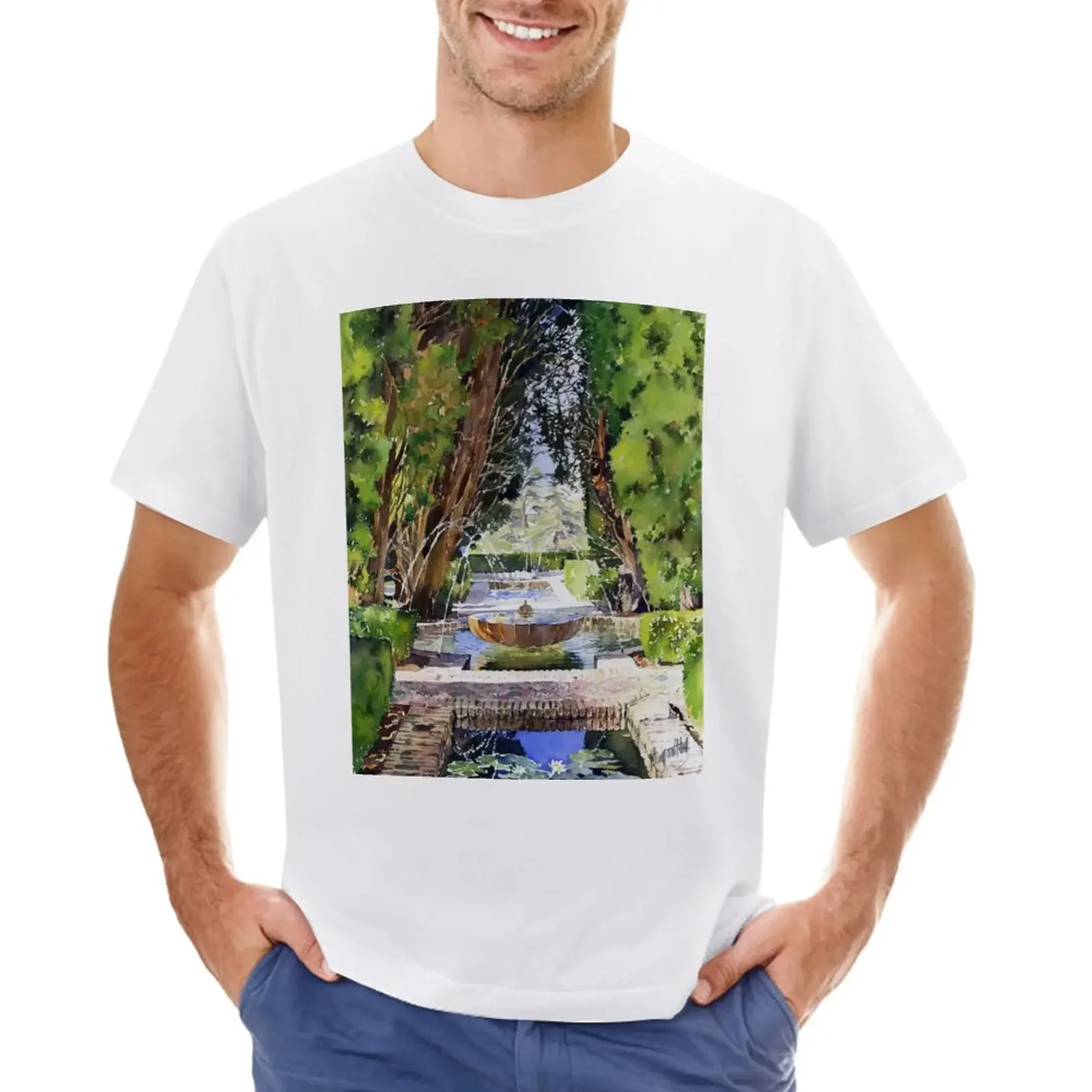 

Fountains in the Gardens of the Generalife, Granada T-Shirt customizeds sweat sublime t shirt men