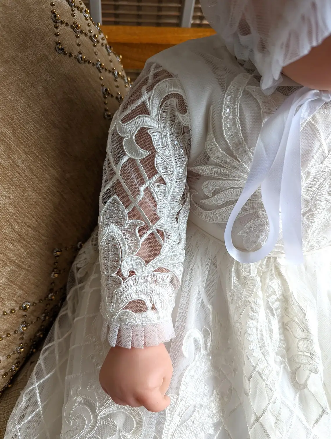 Vestido de batismo de renda elegante para o bebê manga longa primeiro comunhão vestido infantil da criança vestidos de batismo