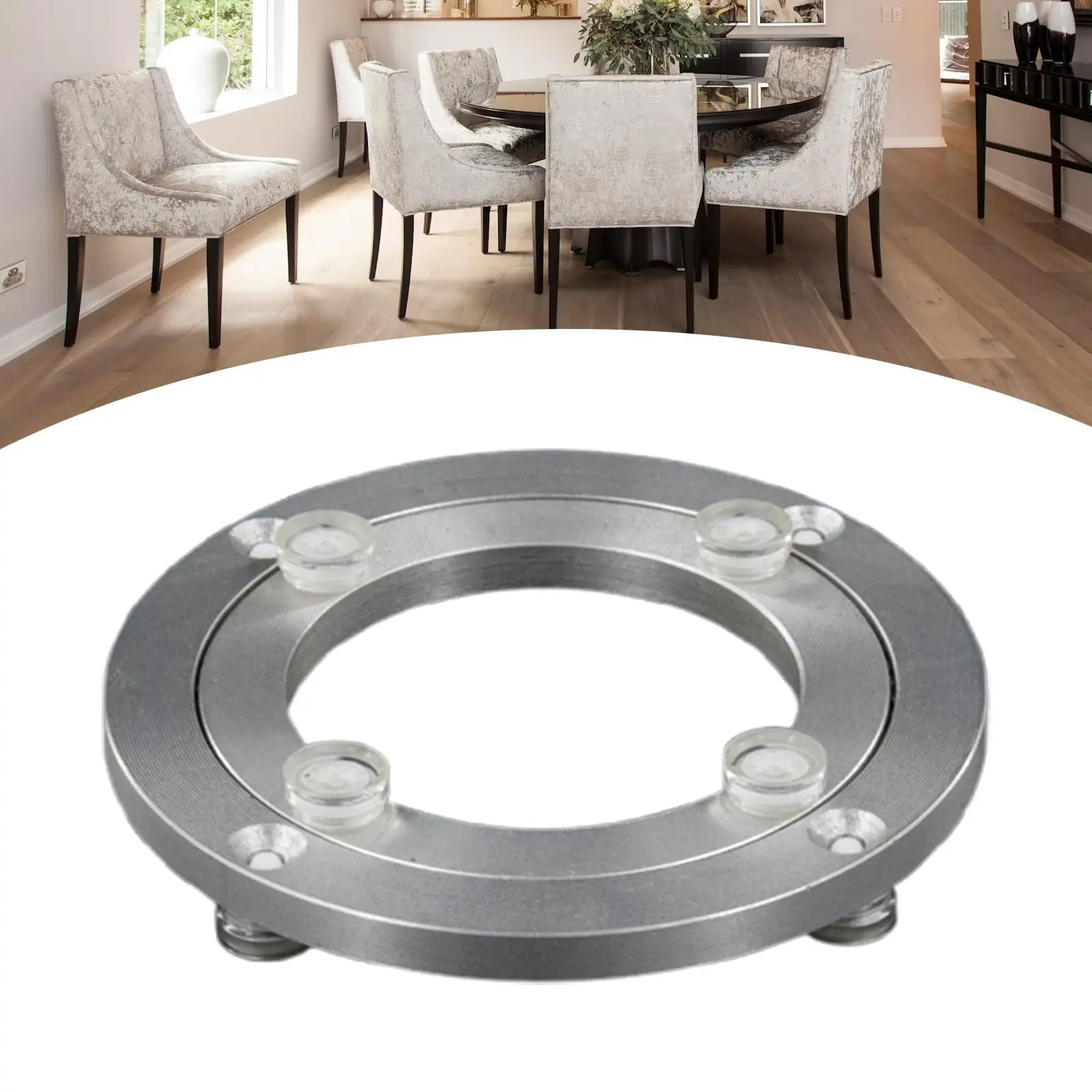 Aluminum Alloy Turntable Bearing Rotating Base Smooth Silent Swivel Plate for Dining Table Cake Decorating