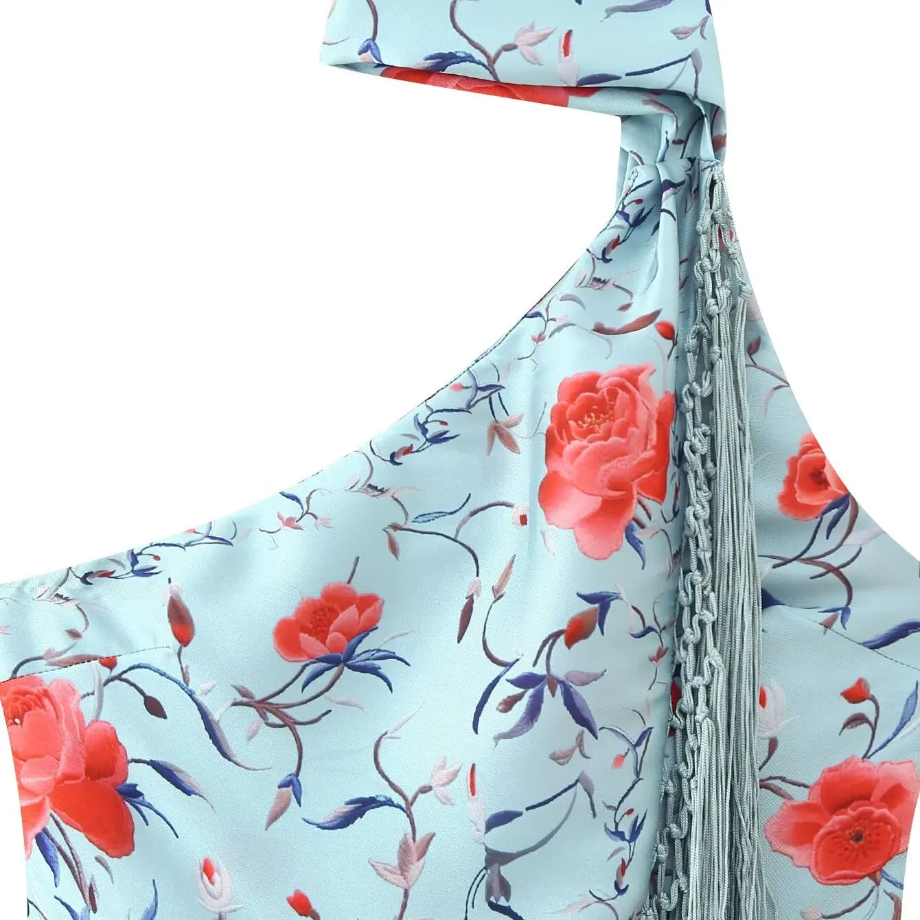 JNLEAOG Frühling Neue Faion Design frauen Dr Fringe Trim Gedruckt Lange Kleid Ne Hängen oulder Casual Leinen Polyester Faser