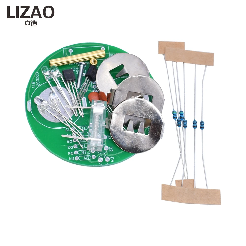 LIZAO LED Gyro DIY Welding Kit, Rotating Lantern Inline Components Electronic Soldering Project, No Battery Version