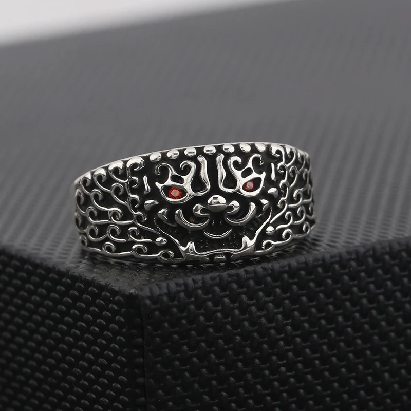 Retro a Mythical Wild Animal Ring Men's Trendy Personality Ethnic Style Thai Silver Index Finger Jewelry Money Attracting Rings