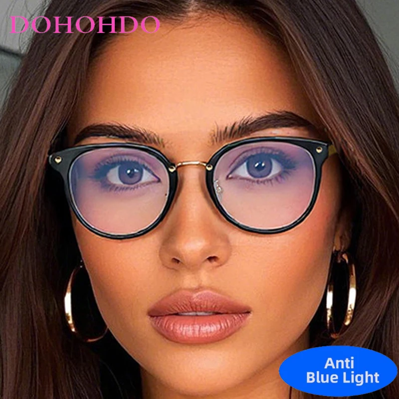 

New Trendy Vintage Luxury Designer Blue Light Glasses Men Women Metal Round Frame Optical Glasses Computer Gaming Glasses Unisex