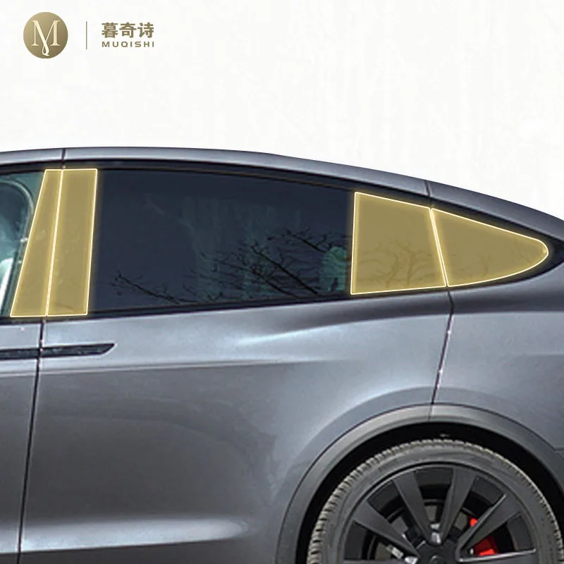 

For Tesla Model X 2023 Car Paint Protective Film TPU Anti Scratch Strip BC Window Pillar Transparent Cover PPF Refit