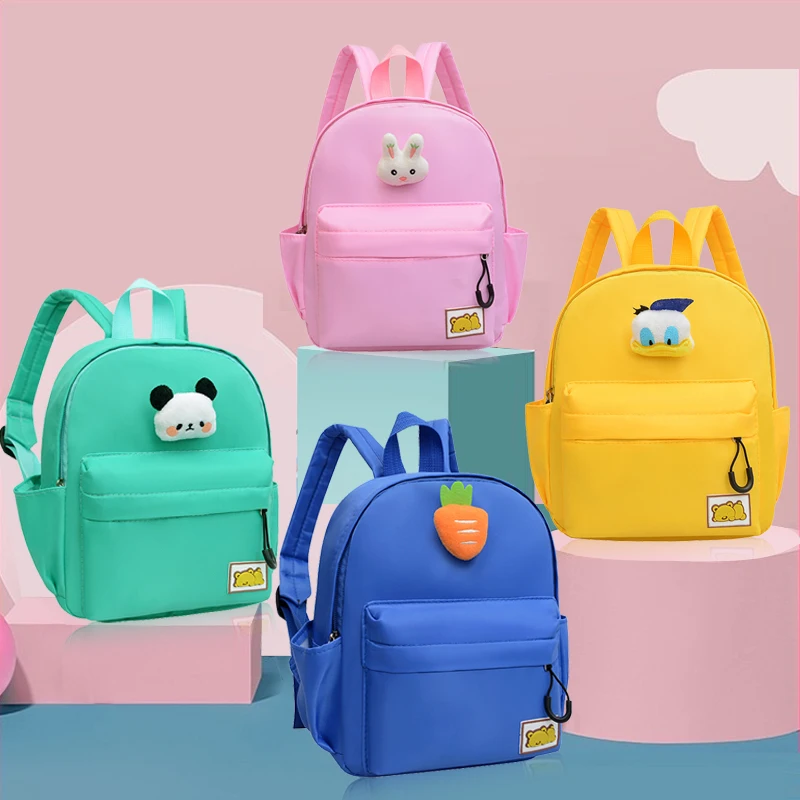 Simple-Style Children's Backpack In Solid Colors Kindergarten Lightweight School Bag Nylon Waterproof Backpack For Traveling