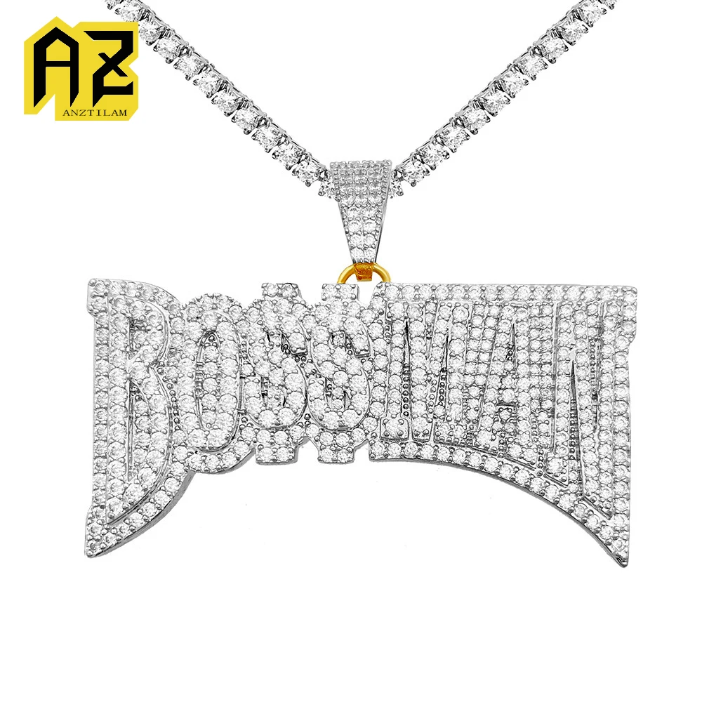 

High Quality BOSSMAN Iced Out Pendant Necklace For Women Men Bling Zircon Hip Hop Jewelry For Rapper Free Shipping