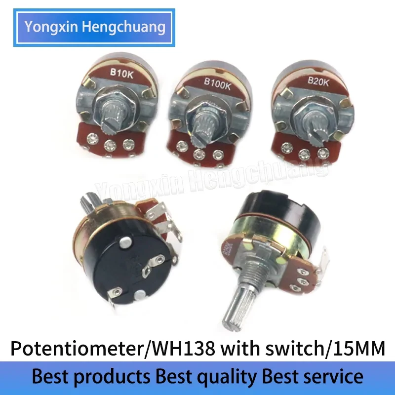 5PCS potentiometer WH138 with switch 15MM  5K/10K/20K/50K/100K/250K/500K