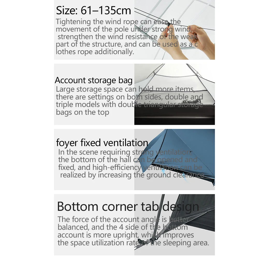 Naturehike 210T Mongar 2-Personen-Zelt, ultraleichtes, regendichtes Nylon-Rucksackzelt, Doppelschicht-Zelte für Camping, Wandern, Radfahren – Detail 9