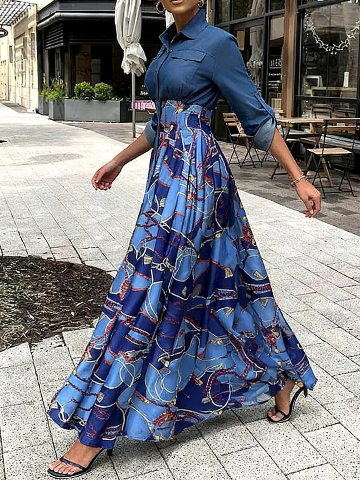 حجم كبير، فستان قميص بأكمام طويلة للربيع والخريف، فستان وصيفة العروس، #3