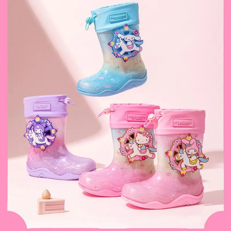 

2026 Summer New Children Kawaii Rain Boots Kids Outdoors Shoes Boys and Girls Cartoon Anime Comfort Soft Sole Casual Shoes