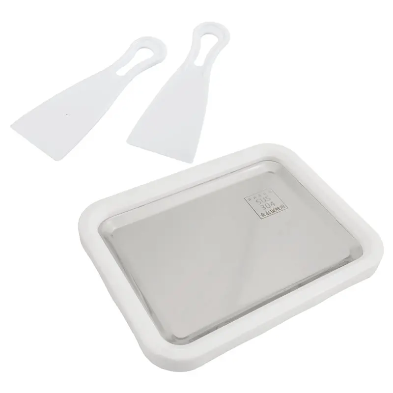 A23F-Fried Yogurt Machine Great For Making Ice Cream, Fruit Shakes, Smoothies Quick Cooling Tray With Two Scrapers