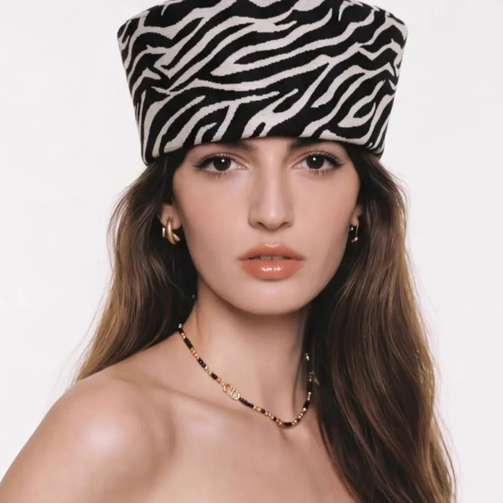Zebra Print Pillbox Berets Hats For Women Hepburn Top Hat High Quality French Retro Medicine Box Hat Women British Fashion Cap