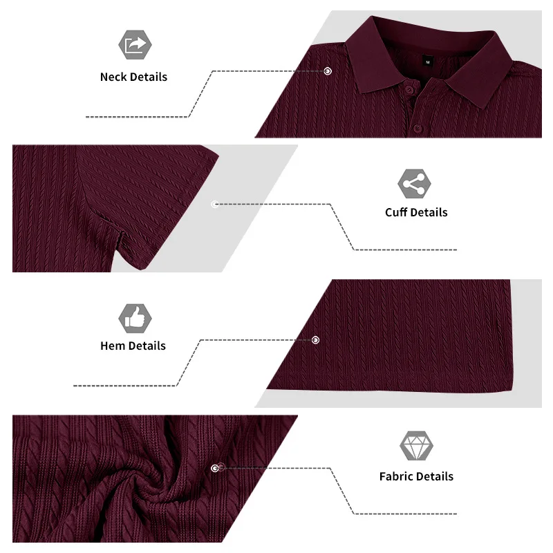 Europäisches und amerikanisches Sommer-Herren-Polohemd mit lockerem Jacquard-Strickmuster, geknöpft, kurzärmelig, auf Lager – Detail 32