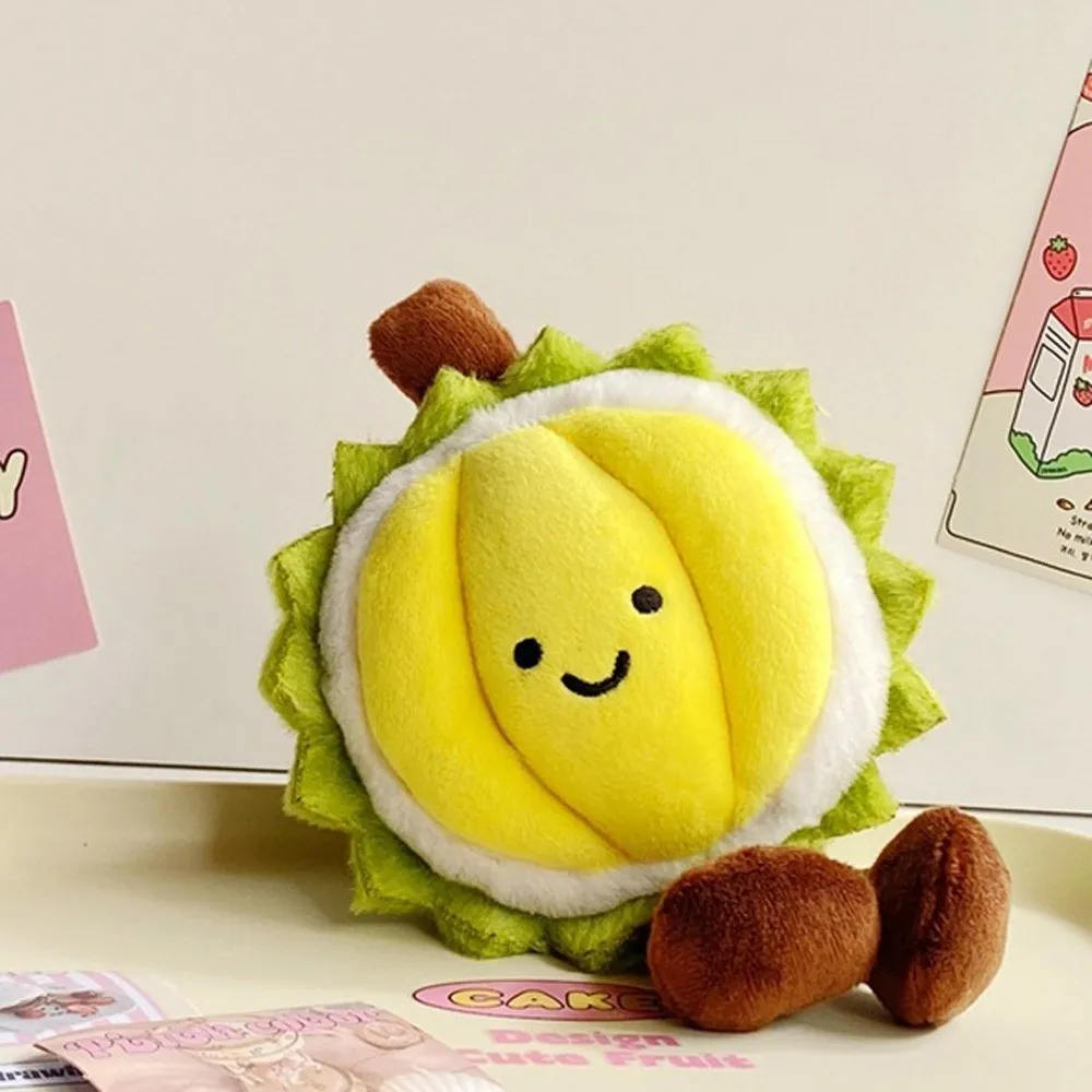 Fruit Doll Fruit Durian Plush Keychain Fluffy Soft Durian Plush Doll Pendant Collection Cute Durian Plush Toy Keychain