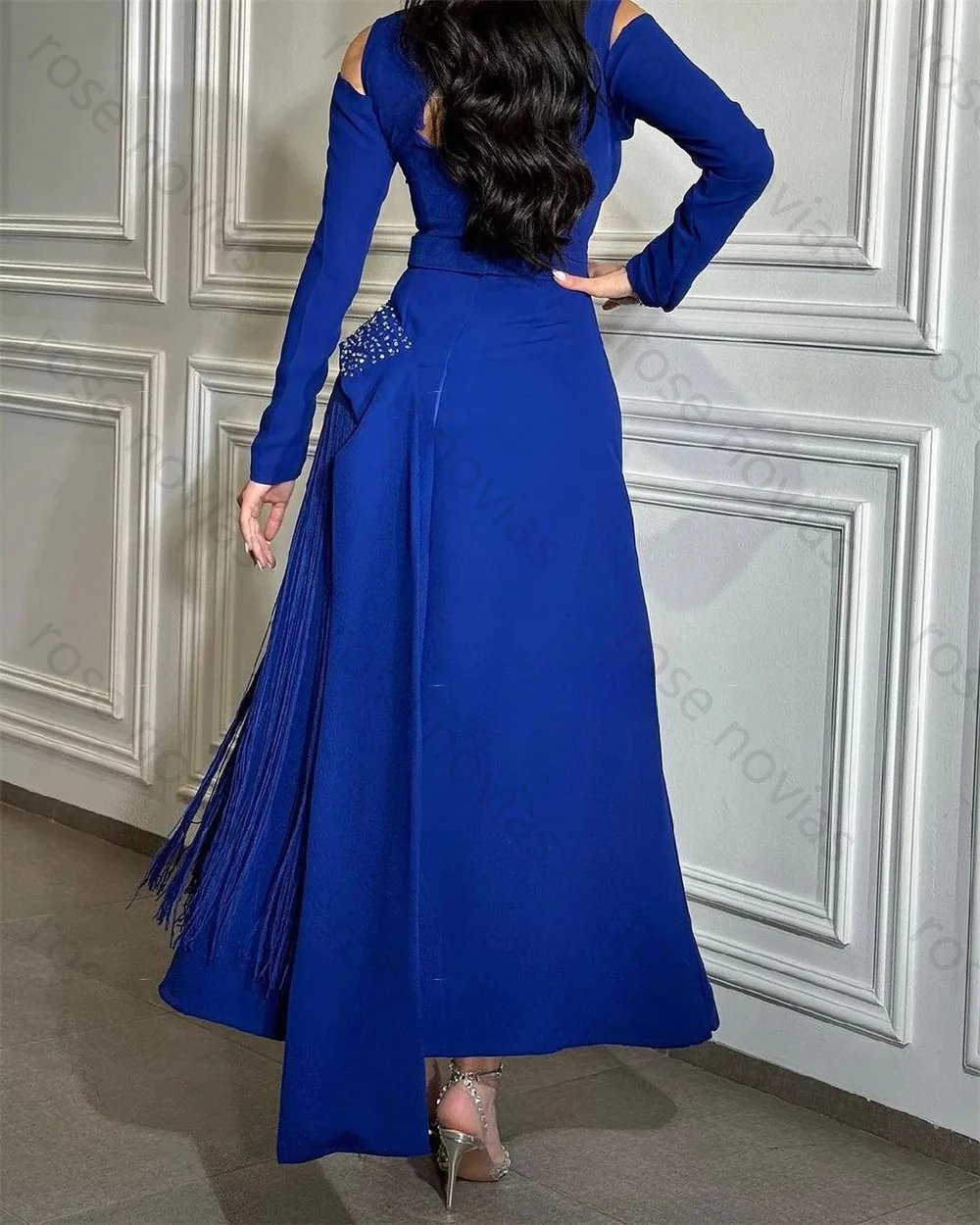 جودة عالية مخصصة أنيقة الطية مطرزة شرابة ألف خط جوهرة ميدي فساتين العودة للوطن جودة عالية الأحجام الكلاسيكية المتاحة #2