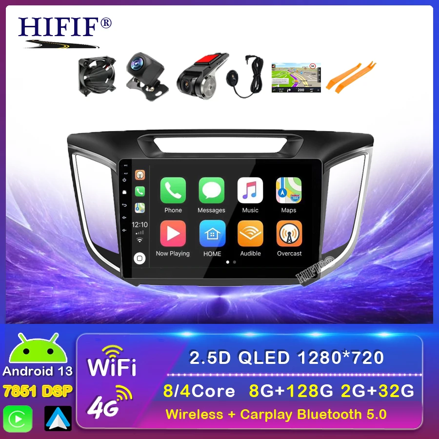 

Car Android 13 4G RAM 64G ROM DSP Car Radio Multimedia Player GPS Navigation For hyundai ix25 creta 2015-2018 2din video Playe