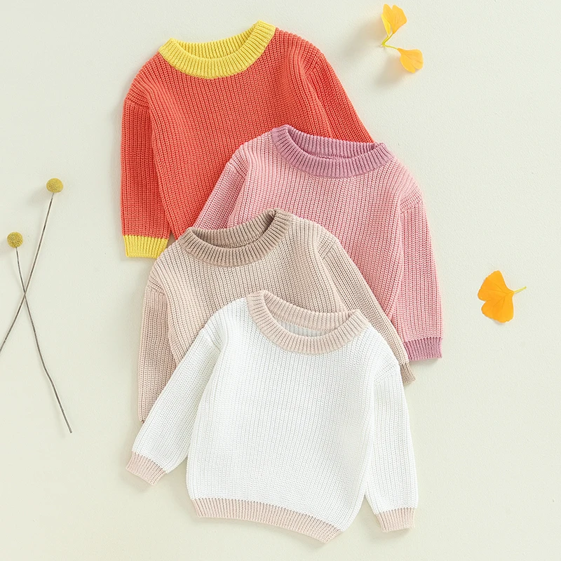 Baby Boys Girls Knit Sweater Clothes Autumn Toddler Infant Kids Knitwear Cotton Soft Winter Long Sleeve Baby Pullover Tops 0-4Y