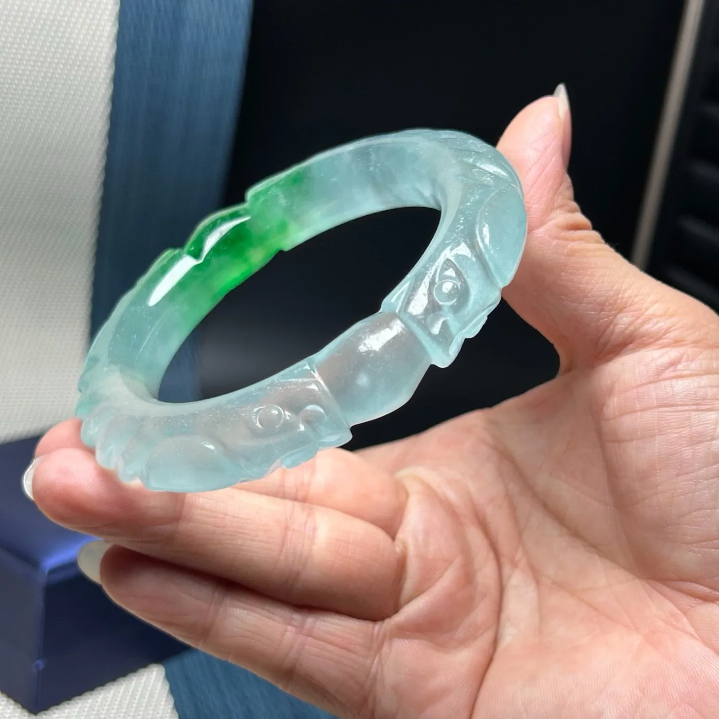 Real Natural high Ice Myanmar green Jade jadeite bracelets bangle 58MM