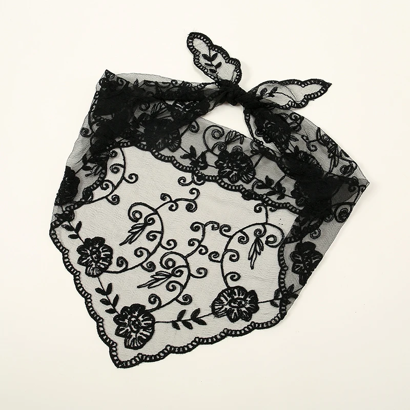 Women Embroidered Nylon Group Triangle Scarf 2024soft New Style Scarf Fashion Elegant Scarf Shawl 140*35cm
