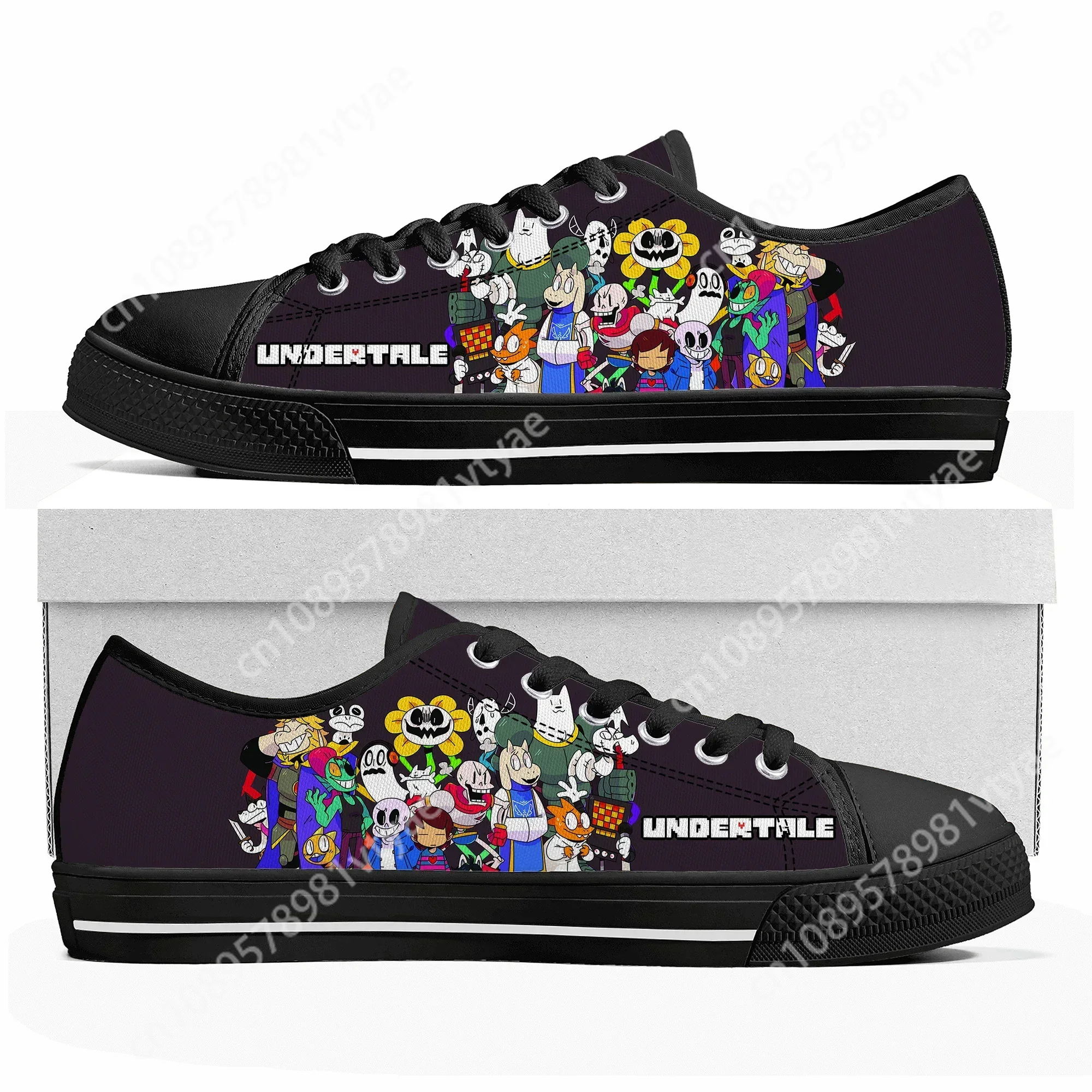 Cartoon Game Undertale Sans Skull Low Top Sneakers Womens Mens Teenager High Quality Shoes Casual Tailor Made Canvas Sneaker