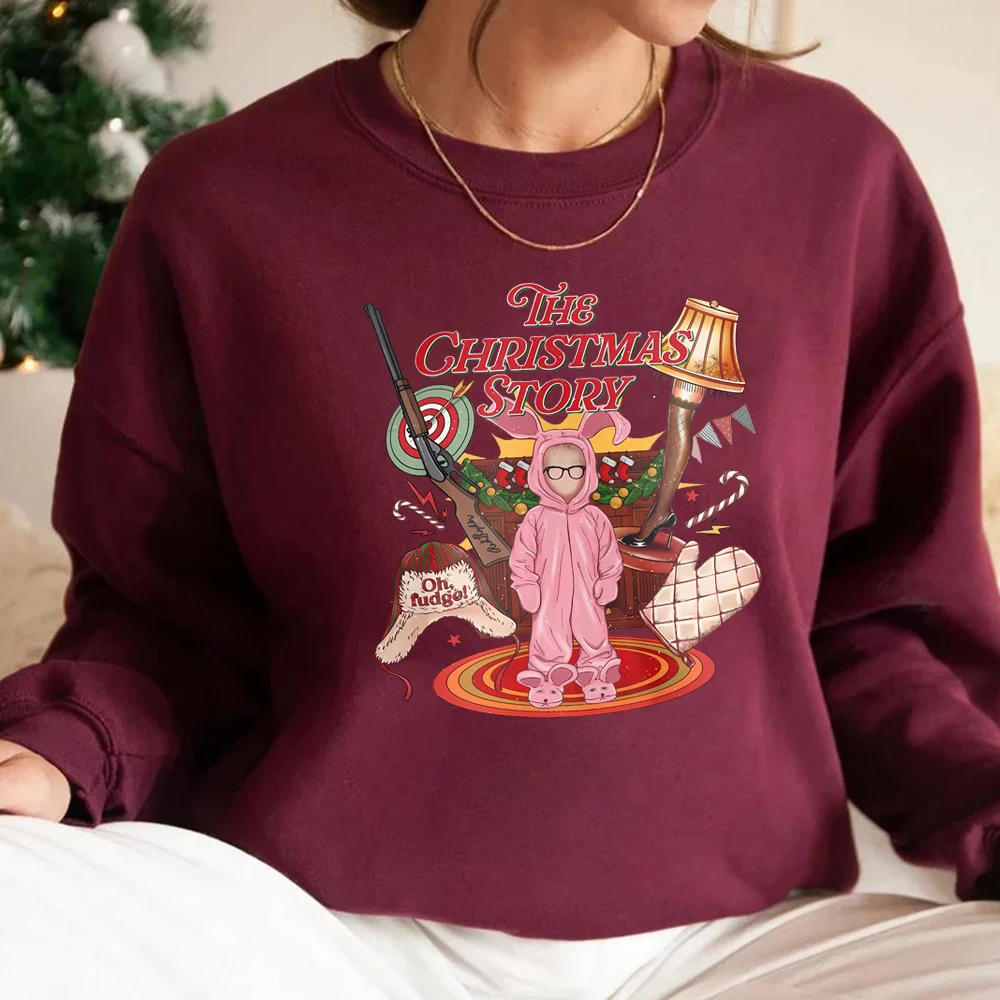 Lustiges Weihnachtsfilm-Sweatshirt, Beinlampe, Weihnachtspullover, The Christmas Story, Pullover, Winterkleidung, Damen-Weihnachts-Sweatshirts