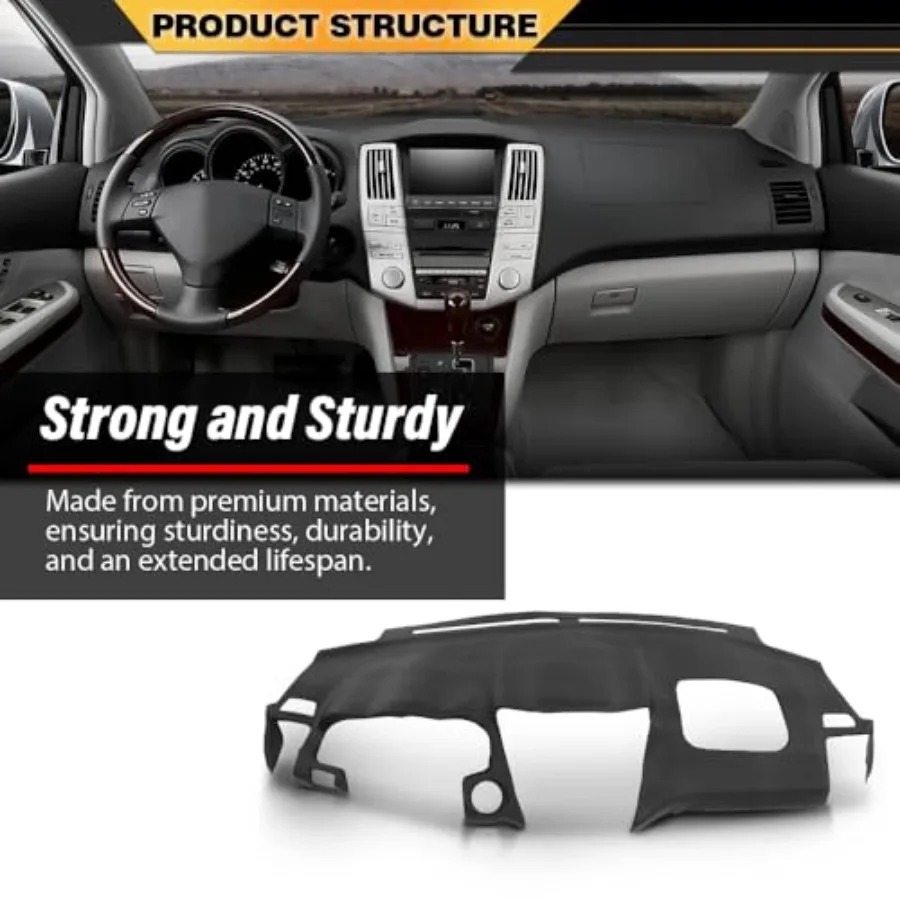 Capa do painel do painel compatível com LX RX330 2004-2006/LX RX350 2007-2009 Fit LX RX400h 2006-2008 Painel preto interior tri