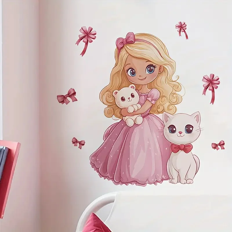 

Cartoon Princessl and Cat Stickers Decoration for Living Room, Wall, Bedroom, Toilet and Home Decor Car Decals Self-Adhesive
