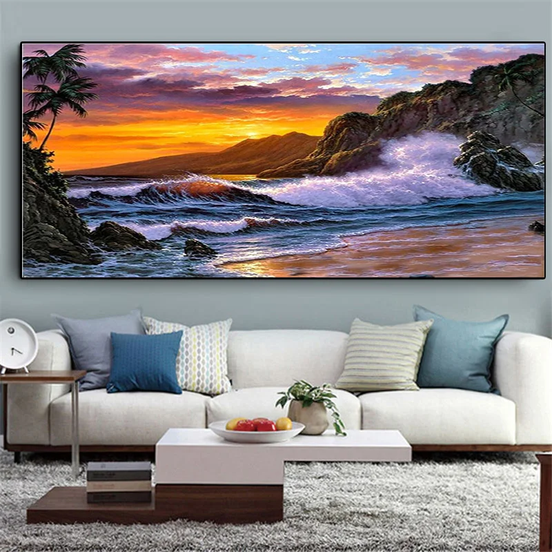 

5D DIY Diamond painting, full embroidery, beach landscape, cross stitch kits, DIY, DIY, DIY, decoration for living room