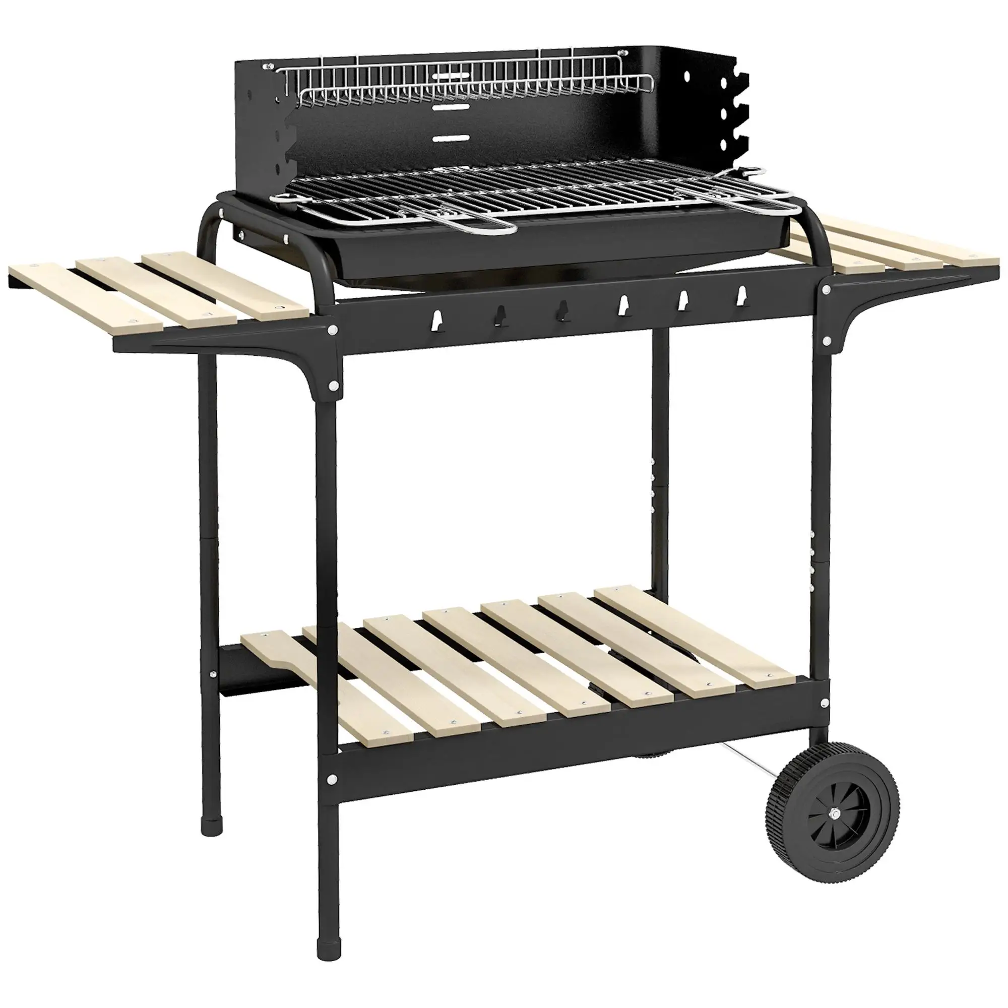 Holzkohlegrill Schwarz 103x47x95cm mit 2 Rädern …