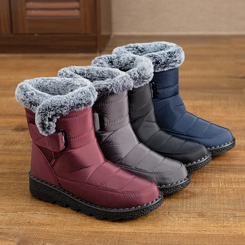 2024 Fashion Women\'s Snow Boots Winter Cotton Womens Boots Faux Fur Non-slip Female Ankle Boots Warm Plus Size Botas Para Mujer