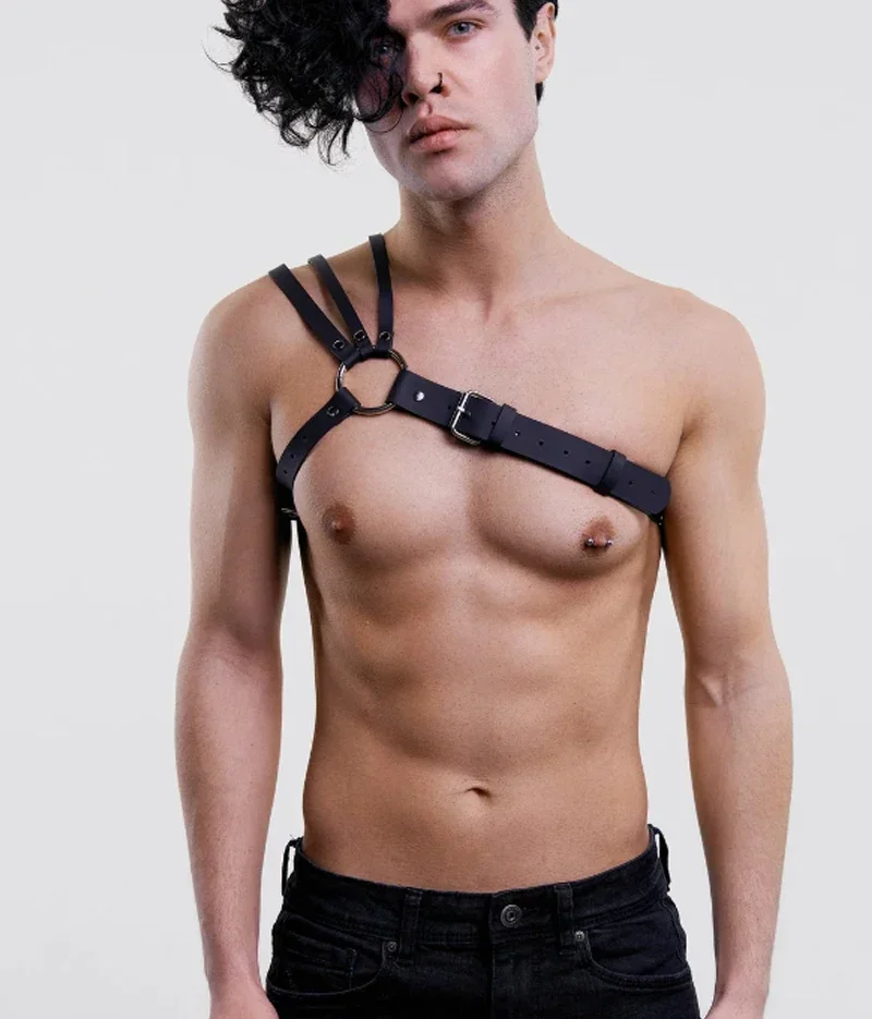 

Bdms Exotic Body Leather Harness Male Bondage Lingerie Chest Straps Adjustable Buckle For Sexy Mens Harness For Fetish Gay Rave