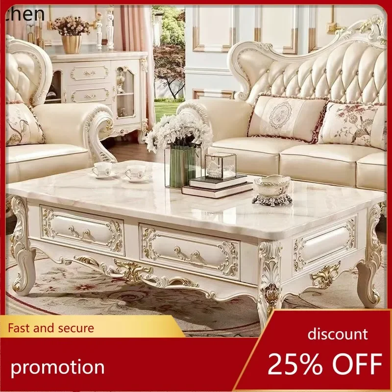 HYS marble coffee table simple modern small apartment living room tea table  solid wood coffee table TV cabinet ground