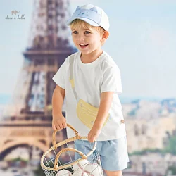 Dave Bella Boy's Suit 2025 New Summer Clothes Children's Short-Sleeved T-shirt Shorts Baby Two-Piece Set Casual Sport DB2240629