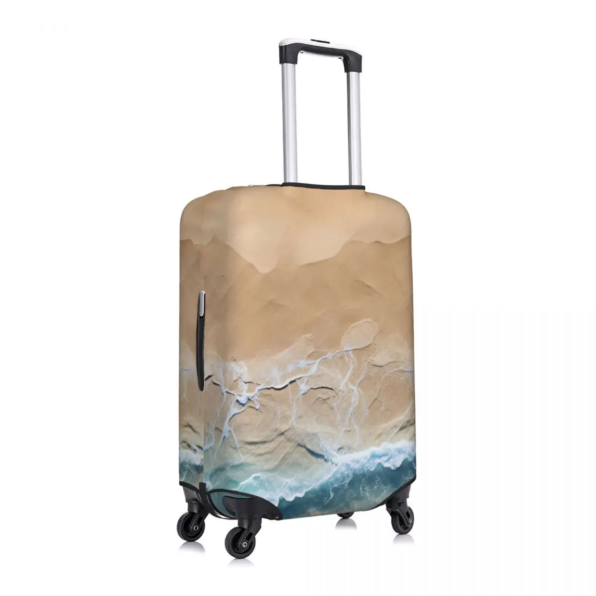 Cute Ocean Wave Sand Beach Texture Pattern Luggage Cover Protector Washable Travel Suitcase Covers