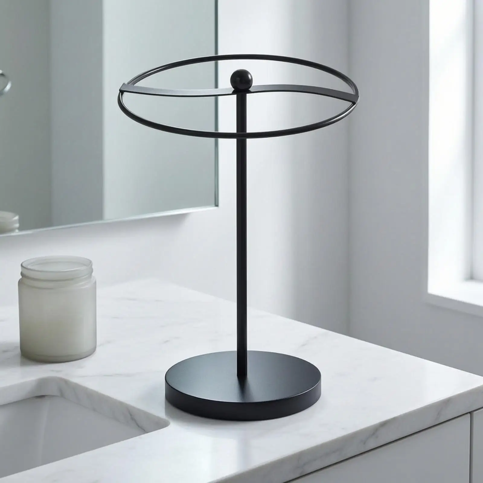 Round Metal Display Rack for Glasses and Jewelry with Center Post for Bedroom Vanity and Store Shelf