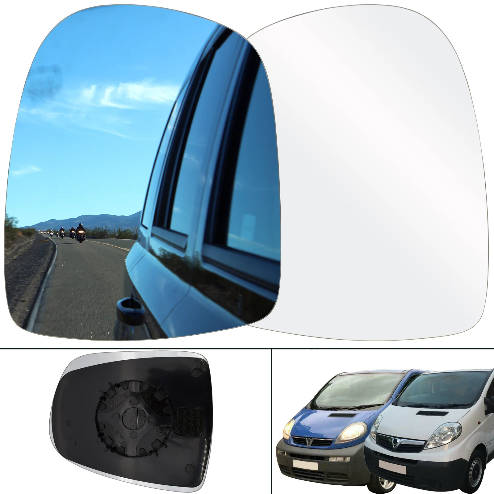 For Opel / Vauxhall Vivaro Renault Trafic Nissan Primastar 2001 - 2014 Left Right Pair Door Side Wing Mirror Glass Spherical Car