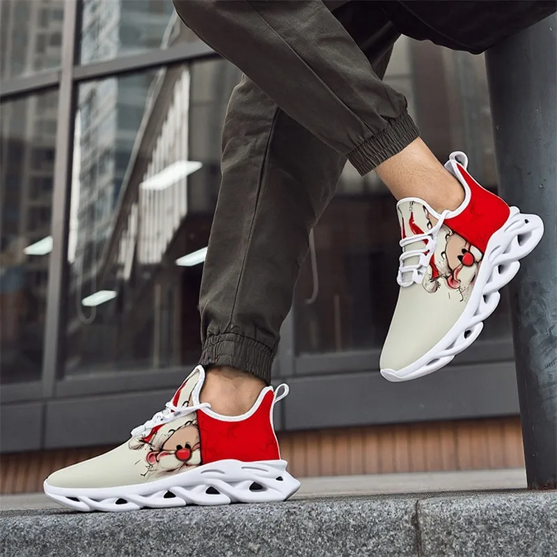 Tênis masculino natal impresso sapatos leves das mulheres tênis anti deslizamento casual sapatos ao ar livre dos homens sapatos esportivos masculinos