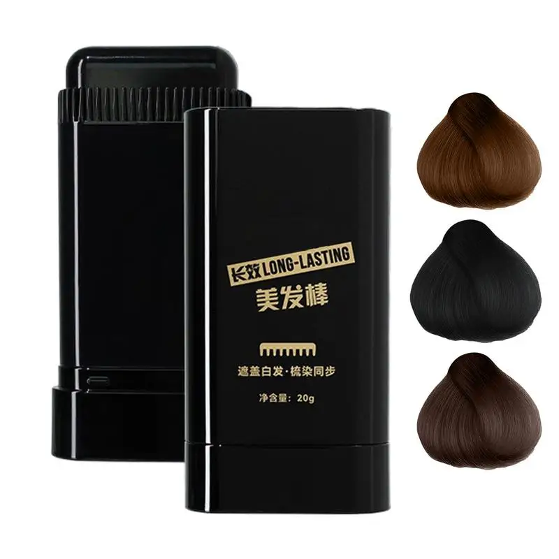 3-Color Quick Touch-Up Hair Stick Beard Color Stick Portable Temporary Quick Coverage Hair Pen Instant Dye Stick Comb for men